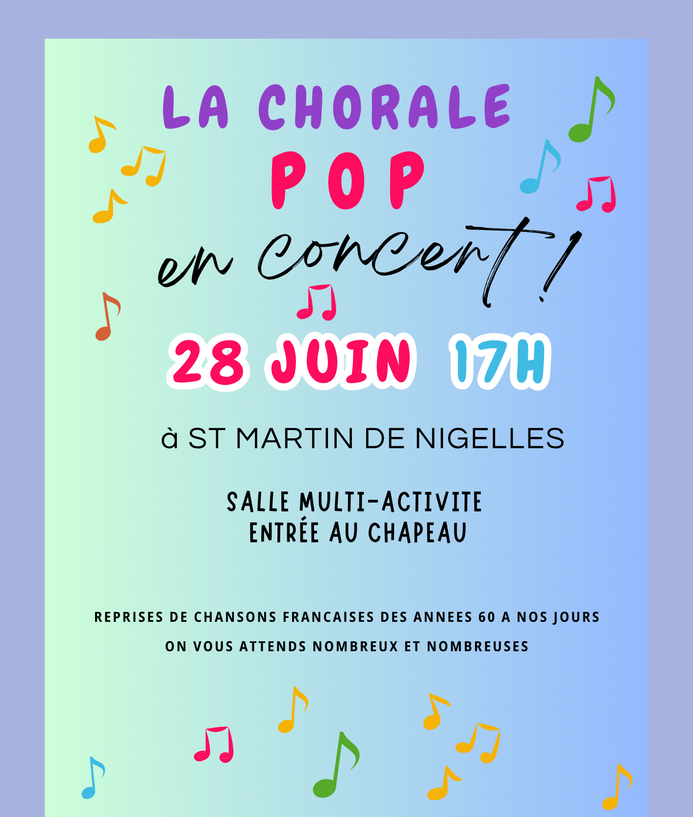 Affiche Chorale POP en concert